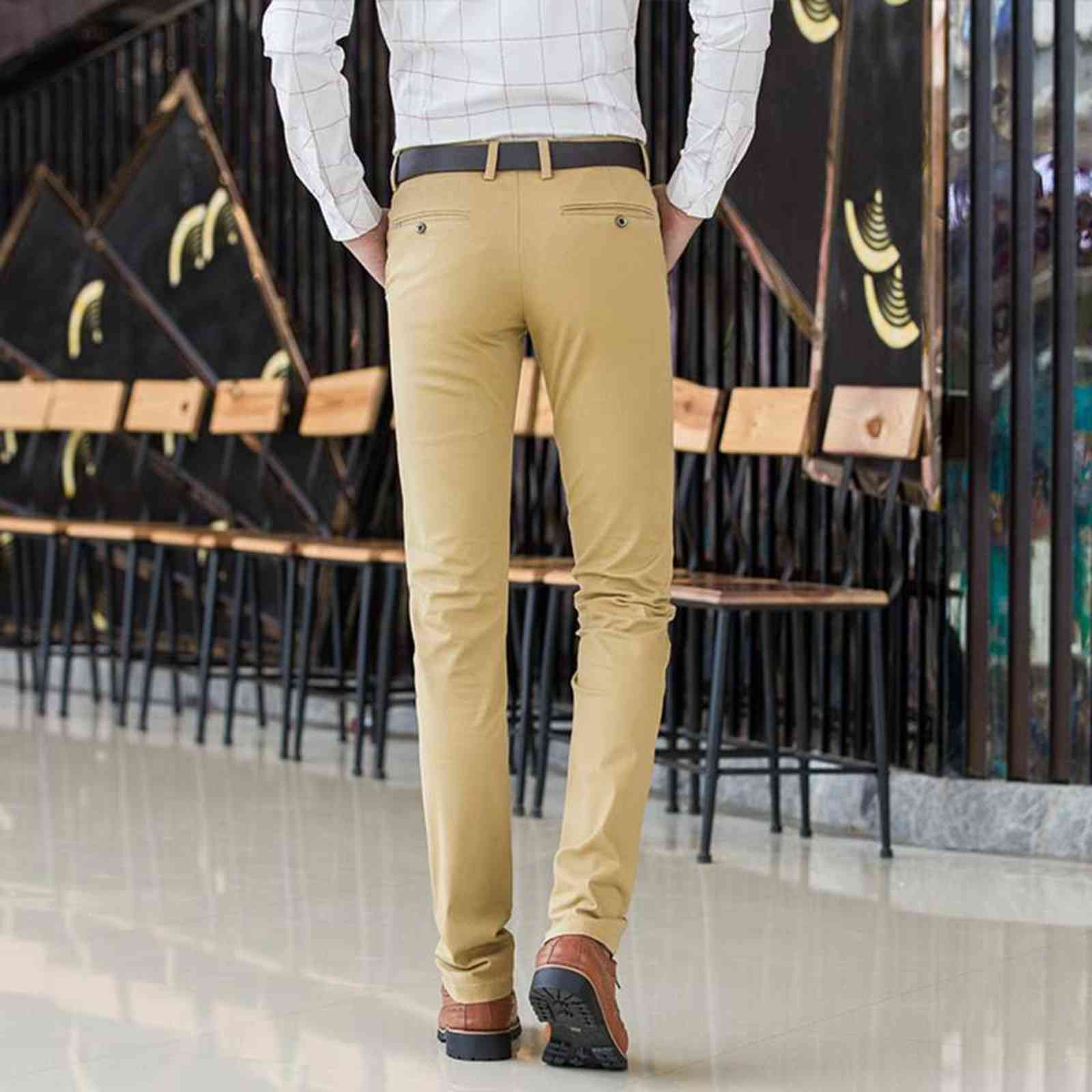 98% Cotton 2% Spandex Anti-pilling Man Trousers Spring Autumn Business Khaki Slim Male Full Length Long Chino Men Formal Pants 211112