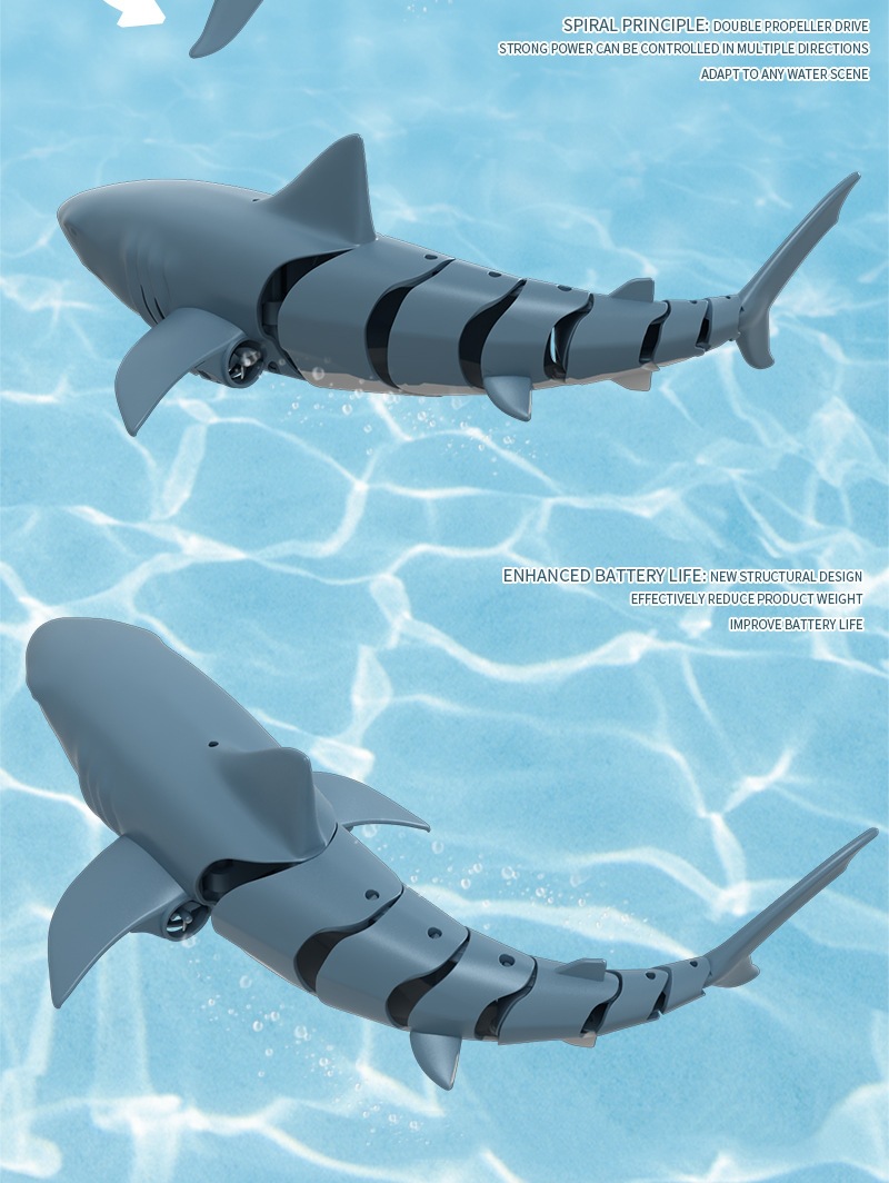 Electronics Robots2.4G RC Shark Fish Boat Robot Radio Simulation Waterproof Model Electronic Remote Control Swimming Animal Toys