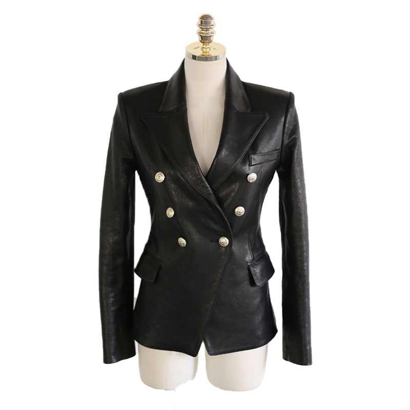 Spring and Autumn Matte Fashionable Personality artificial leather women's tailored collar coat jacket retro 210506