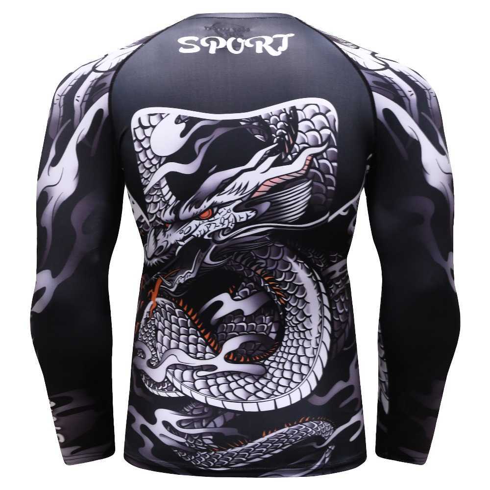 3D Print T Shirt Men GYMS Compression T- Men's Dragon's Flight Short Sleeve Rash Guard MMA BJJ Tops T- 210629