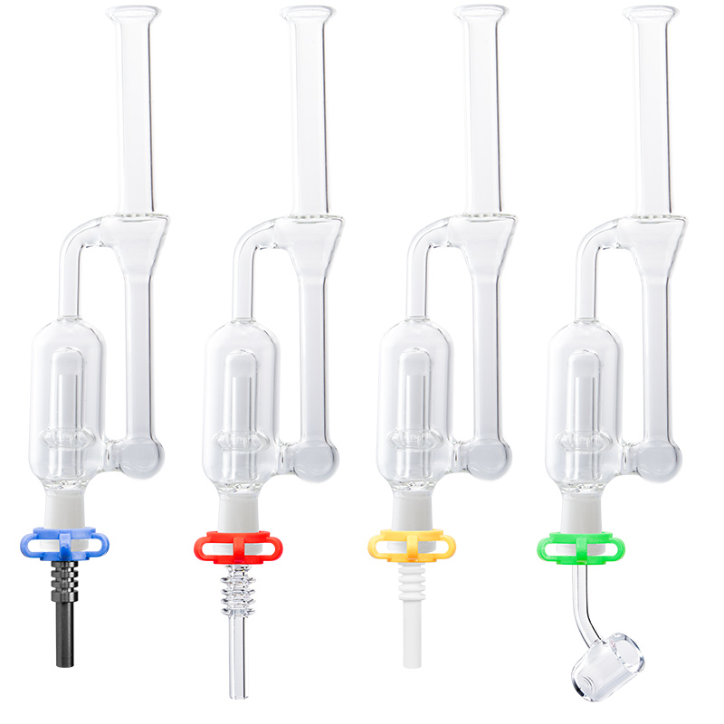 Glass313 CSYC GB007 Double Recycler Perc Pipe Glass Bongs 14mm Quartz Titanium Ceramic Nail Oil Rig About 26.5cm Height Smoking Pipes