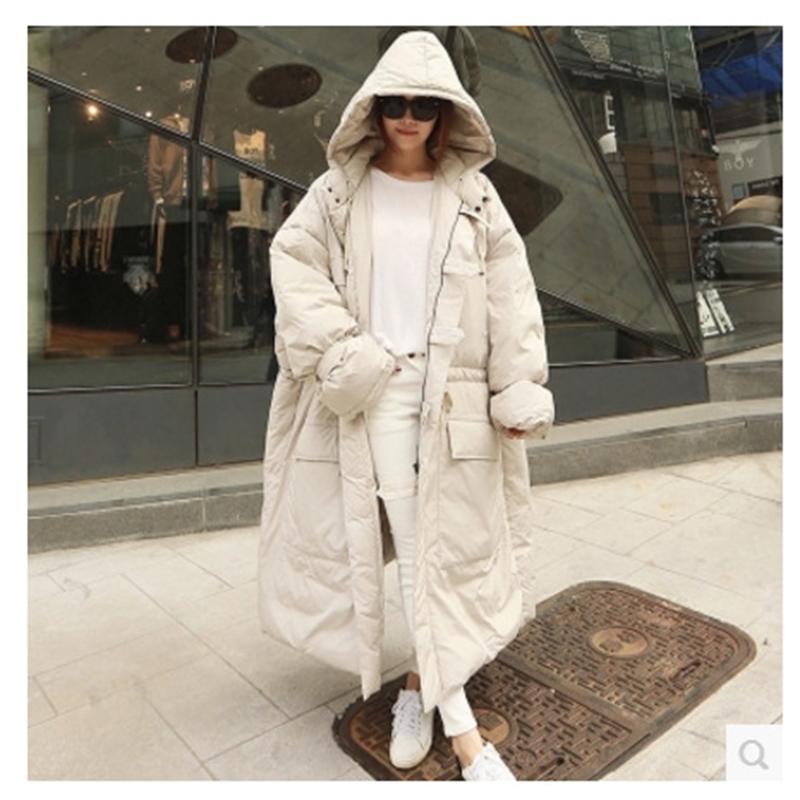 Winter Korean Style Women Long Warm Parkas Coat Women New Cotton Hooded Thick Parkas Coats Solid Color Thick Women Clothing 210421