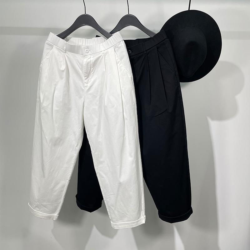 Original Spring And Summer Fashion Men's Dark Black Simple Loose Tooling Straight Pants