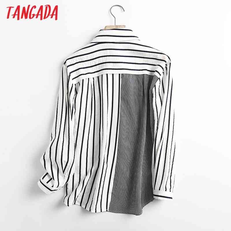 Women Striped Print Chiffon Long Sleeve Spring Chic Female Casual Loose Shirt WF31 210416