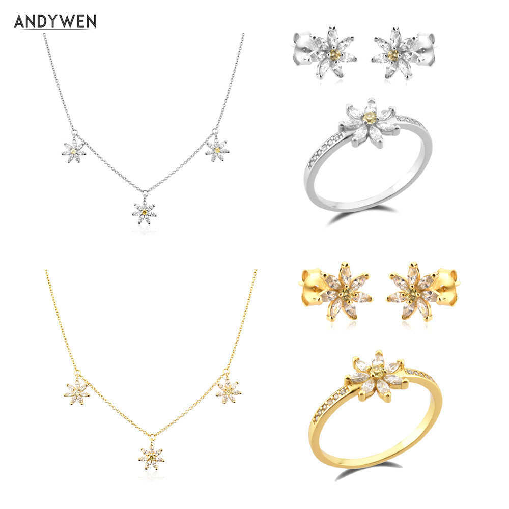 ANDYWEN 925 Sterling Silver Gold Chrysanthemum Flower Charm Stud Earring Rings Choker Necklace Jewelry Set Women Fine Jewe 210608, White
ANDYWEN 925 Sterling Silver Gold Chrysanthemum Flower Charm Stud Earring Rings Choker Necklace Jewelry Set Women Fine Jewe 210608, White