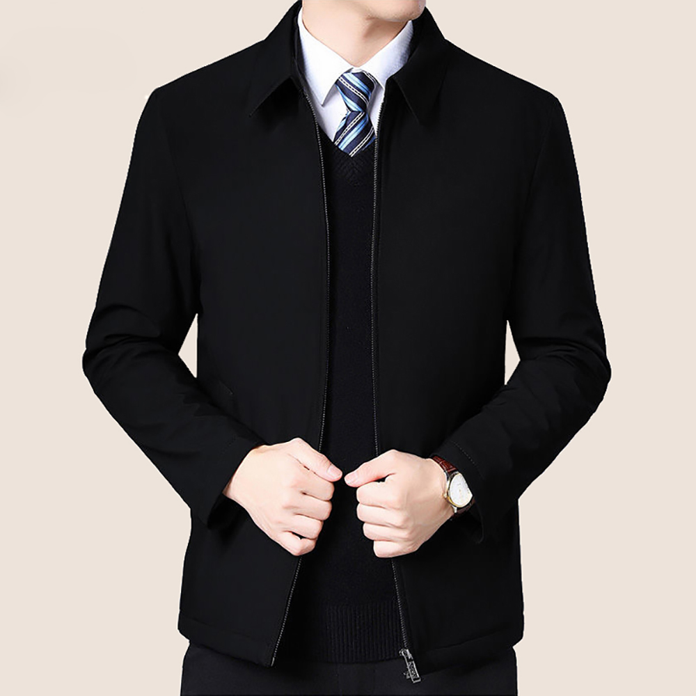 Mens Jackets And Coats Turn Down Collar Men Winter Jacket Zipper Side Pocket Men's Clothing Fashion Long Sleeve Coat Men 210518