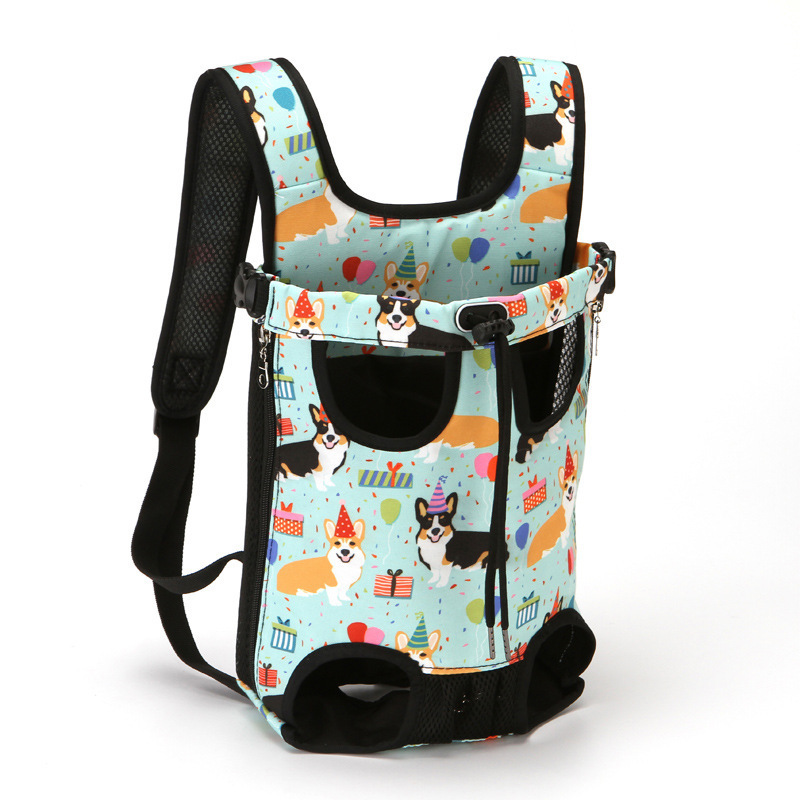 Dogs Carrier Backpack Bag Breathable Mesh Dog Outdoor Travel Bags Adjustable Puppy Corgi Flamigo Print Pet Carrying Chest Bag