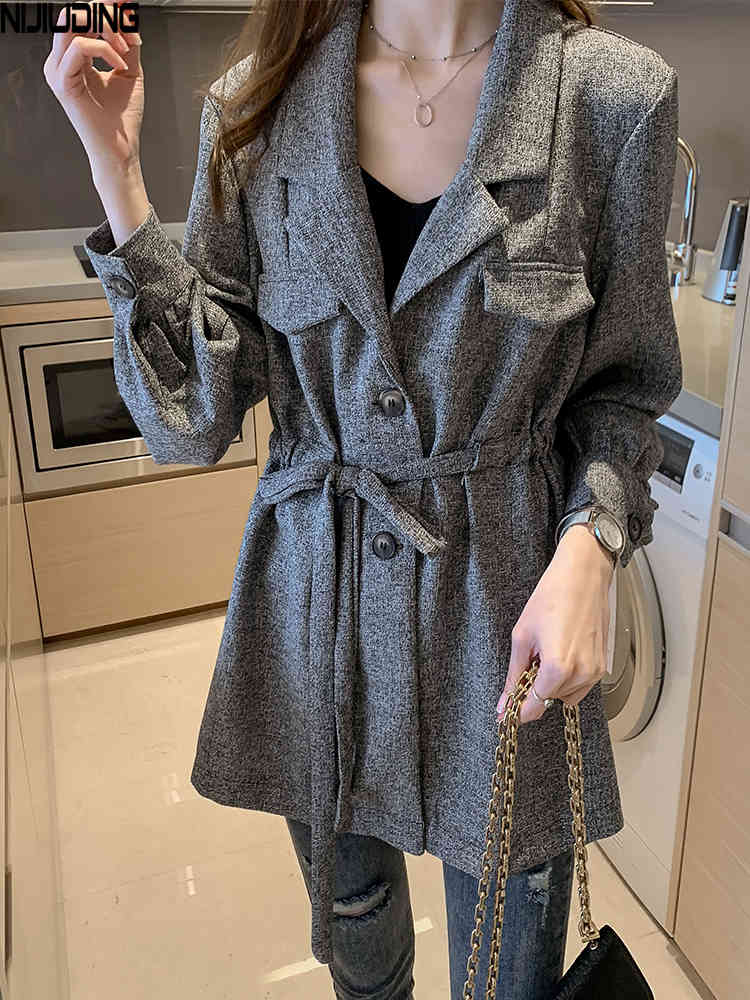 Small Suit Jacket Female Slim Waist Conventional Casual Coat Loose Cardigan Outerwear Blazers 210514