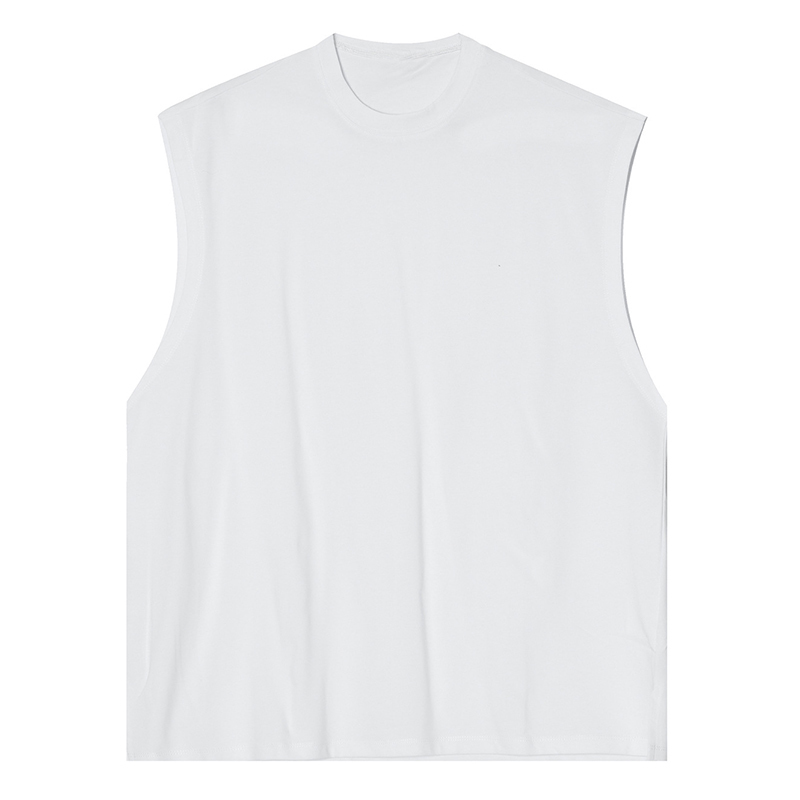 IEFB Men's Clothing Korean Streetwear Simple Sleevelesswhite Tank Tops Trend Round Collar Summer Black Tee Tops 9Y6803 210524