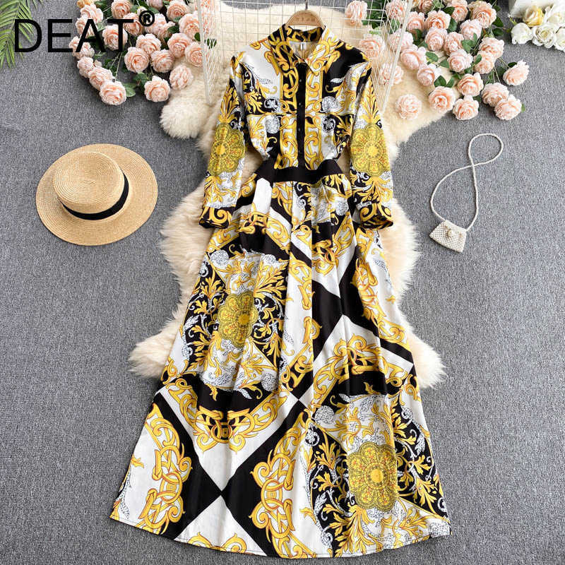 DEAT Women Printing Dress Lapel Long Sleeve Arrivals Lady Temperament Fashion Spring Autumn 11D2005 210709, Yellow
DEAT Women Printing Dress Lapel Long Sleeve Arrivals Lady Temperament Fashion Spring Autumn 11D2005 210709, Yellow