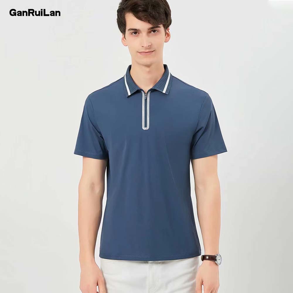 High Quality Polo Shirt Summer Short Sleeve Zipper Men's Shirt Polo Nylon/Spandex Solid Casual Shirt Polo Male Tops 210518, Navy color
High Quality Polo Shirt Summer Short Sleeve Zipper Men's Shirt Polo Nylon/Spandex Solid Casual Shirt Polo Male Tops 210518, Navy color