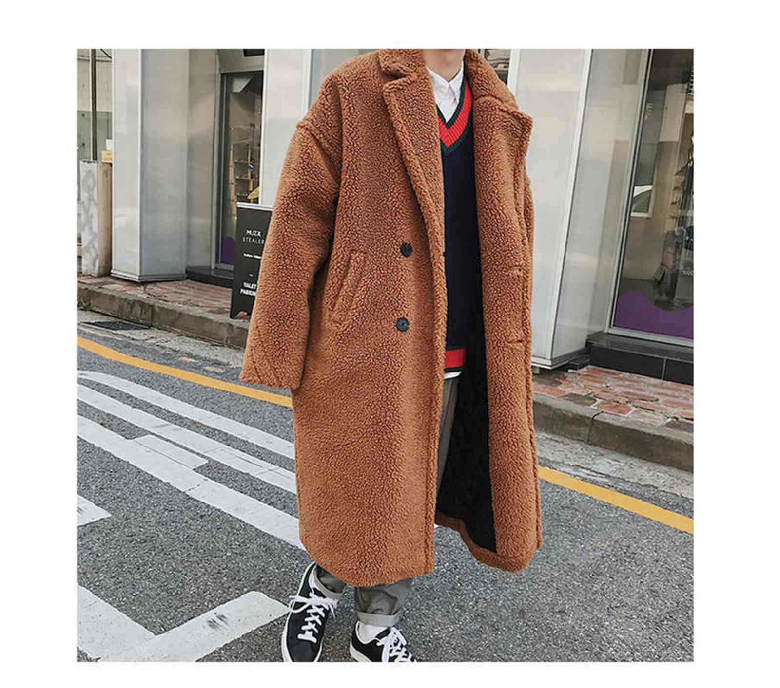 Winter Long Overcoat Men High Quality Thicken Wool Bomber Jacket Coat Male Trench Woolen Warm Coat Mens Camel Teddy Coats 4XL 211122
