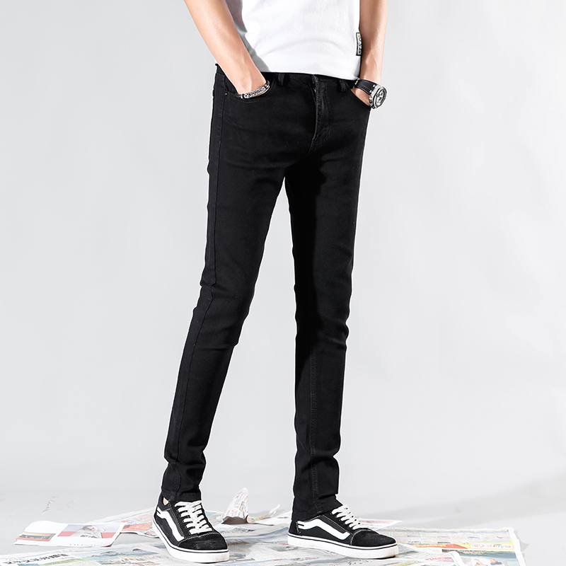 Men Stretch Skinny Jeans Fashion Casual Slim Fit Denim Trousers Blue Black White Sky blue Pants Male Brand Clothes