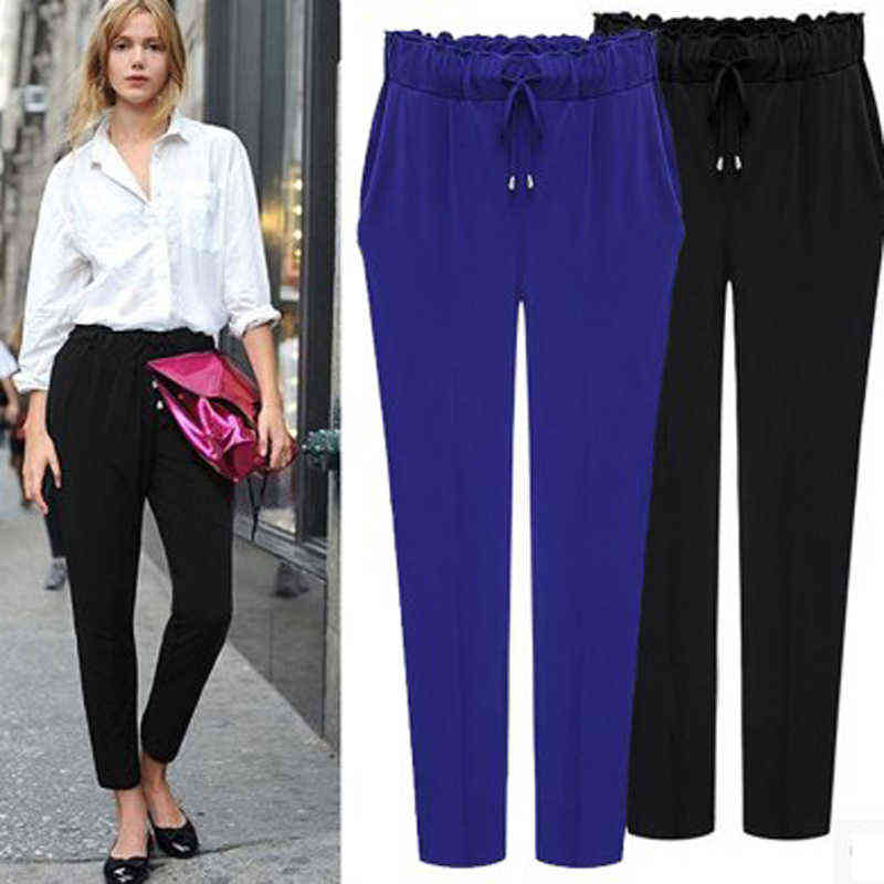 Women Harem Pants Plus size 6XL Elastic Waist Leisure Ankle Length Solid Color Trousers Kpop Female 3 Sale 211115