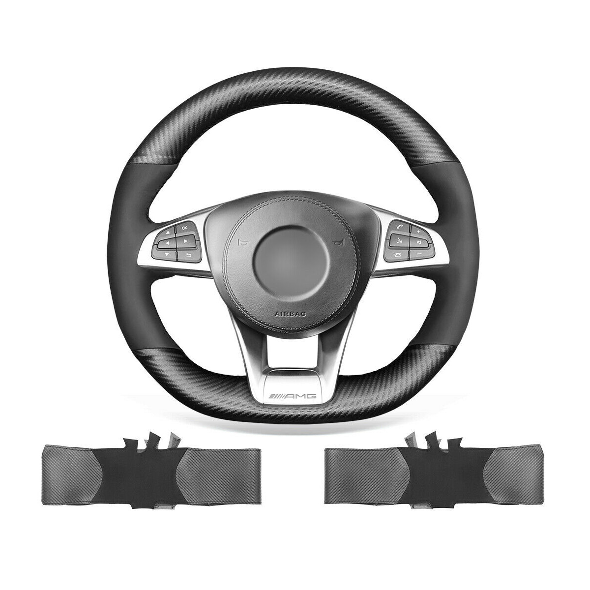 Non-slip Durable Black Suede PU Carbon Fiber Car Steering Wheel Cover Warp for Benz C190 R190 W205 C117
Non-slip Durable Black Suede PU Carbon Fiber Car Steering Wheel Cover Warp for Benz C190 R190 W205 C117