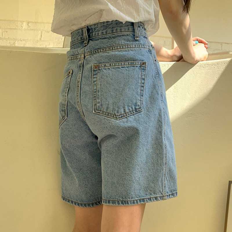 Summer High Waist Half Jeans Pants Korean Causal Demin Trousers Women Fashion Mujer Pantalones 6G968 210603