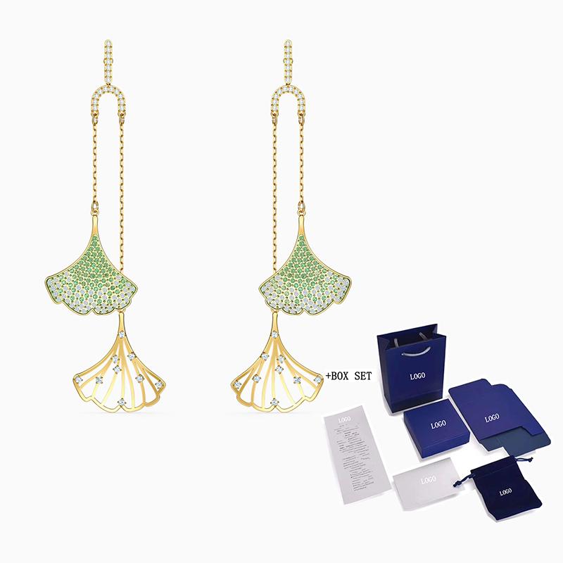 Stud 2021 SWA STUNNING GINKO MOBILE Pierced Earrings Ginkgo Leaf Decoration Green Crystal Female Fashion Jewelry Gift
Stud 2021 SWA STUNNING GINKO MOBILE Pierced Earrings Ginkgo Leaf Decoration Green Crystal Female Fashion Jewelry Gift