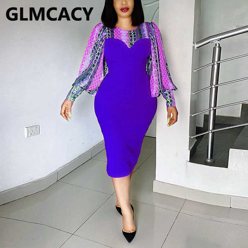 Women Batwing Sleeve Patchwork Bodycon Midi Dress Classy Slim Dresses 210702