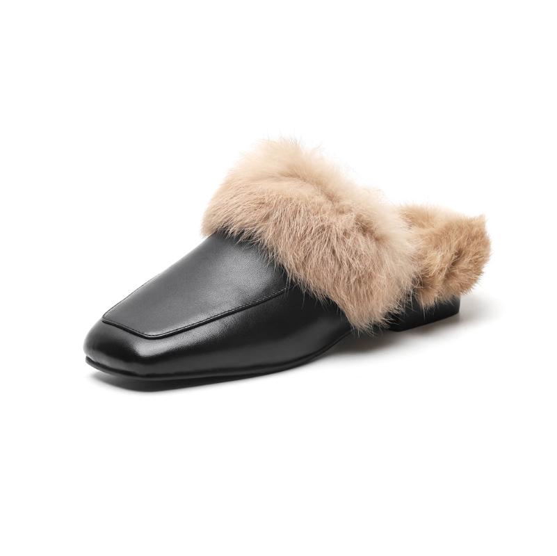 Slippers Women's Real Leather Fabric Fluffy Warm Lining 2021 Autumn And Winter Fashion Comfortable Female Muller Shoes Women, Black
Slippers Women's Real Leather Fabric Fluffy Warm Lining 2021 Autumn And Winter Fashion Comfortable Female Muller Shoes Women, Black