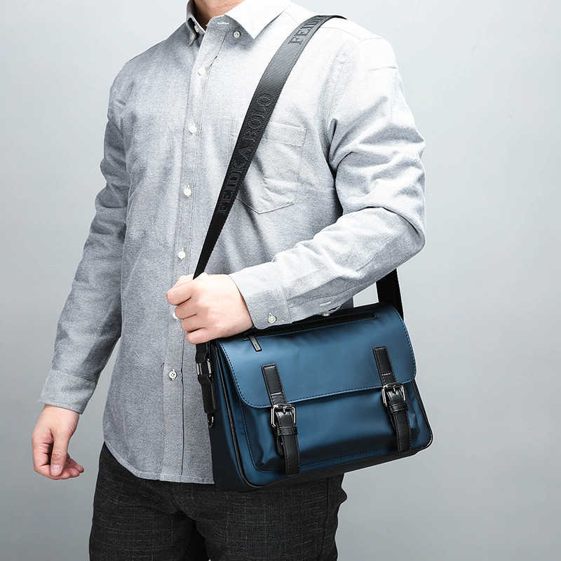 Water Repellent Nylon Business Shoulder Bag For Men Travel Multi-layer Document Bag Large Capacity Laptop Briefcases XA550F 210809