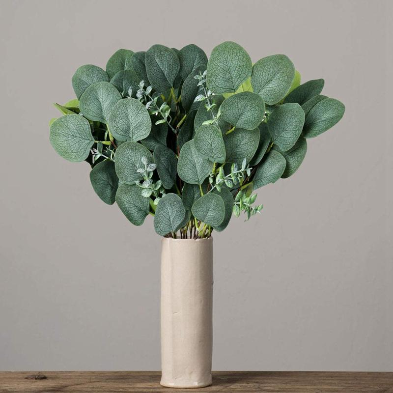 Decorative Flowers Wreaths Fake Eucalyptus Leaves Stem Artificial Greenery Branches 10Pcs Silk Garland For Farmhouse Wedding Par7950201