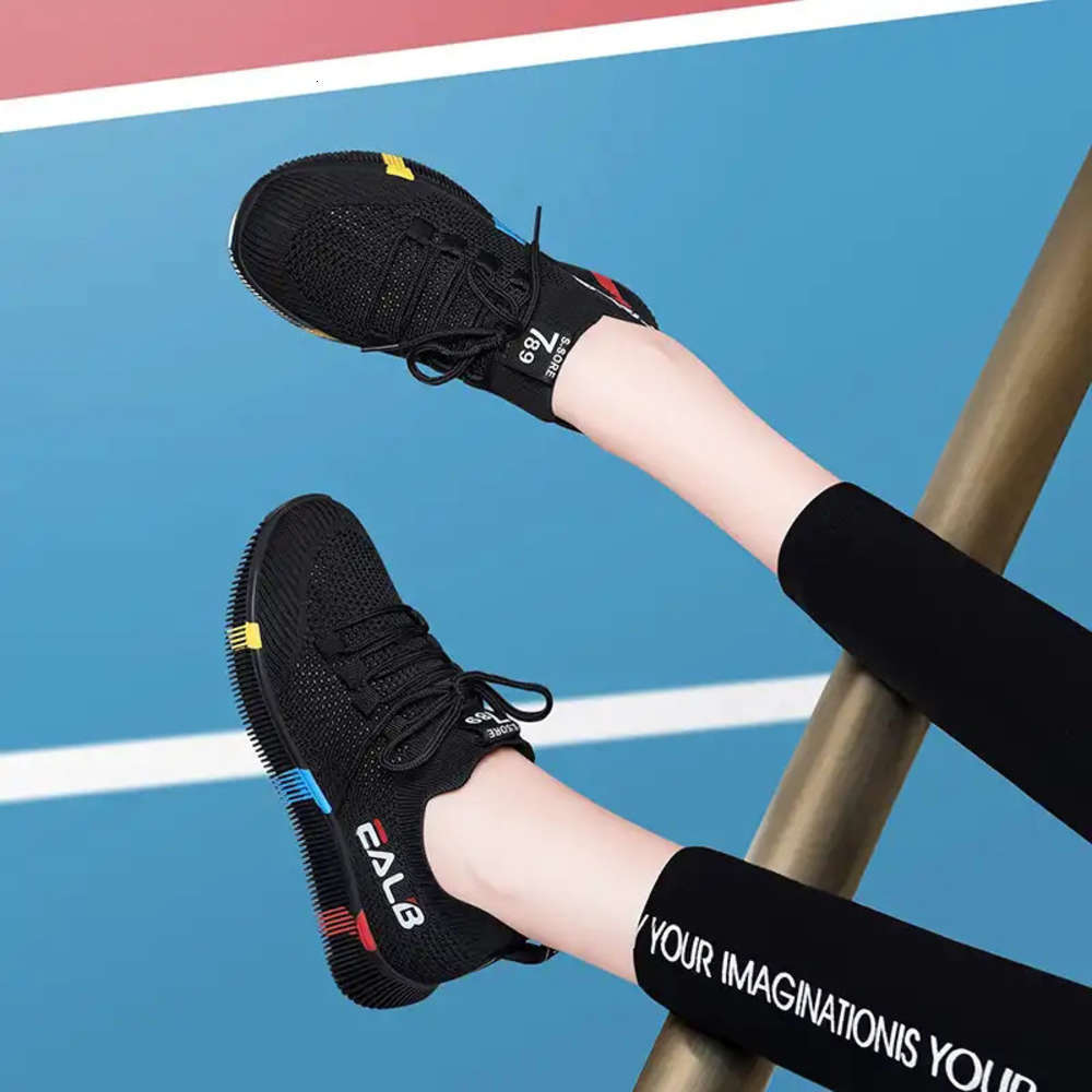 shoes 2021 new spring Casual and summer women's casual flying mesh Korean sports IYOA HILN, Black