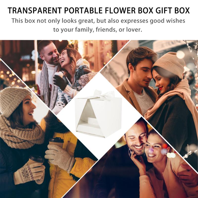 Set Transparent Empty Gift Box DIY Rose Flower Ribbon Packing For Florist Wrap