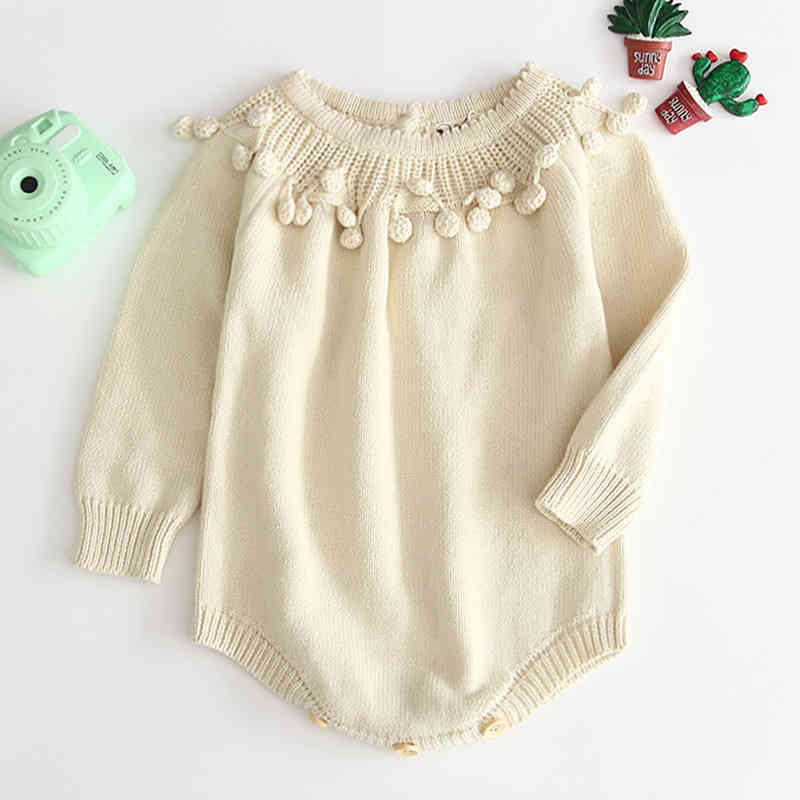 Autumn Winter Baby Girl Rompers Long Sleeves Lovely Pure Color born 210429