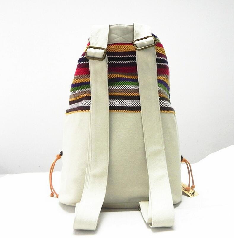 Original ethnic canvas sack pack lady cotton printed colorful backpack straw string, Black
Original ethnic canvas sack pack lady cotton printed colorful backpack straw string, Black