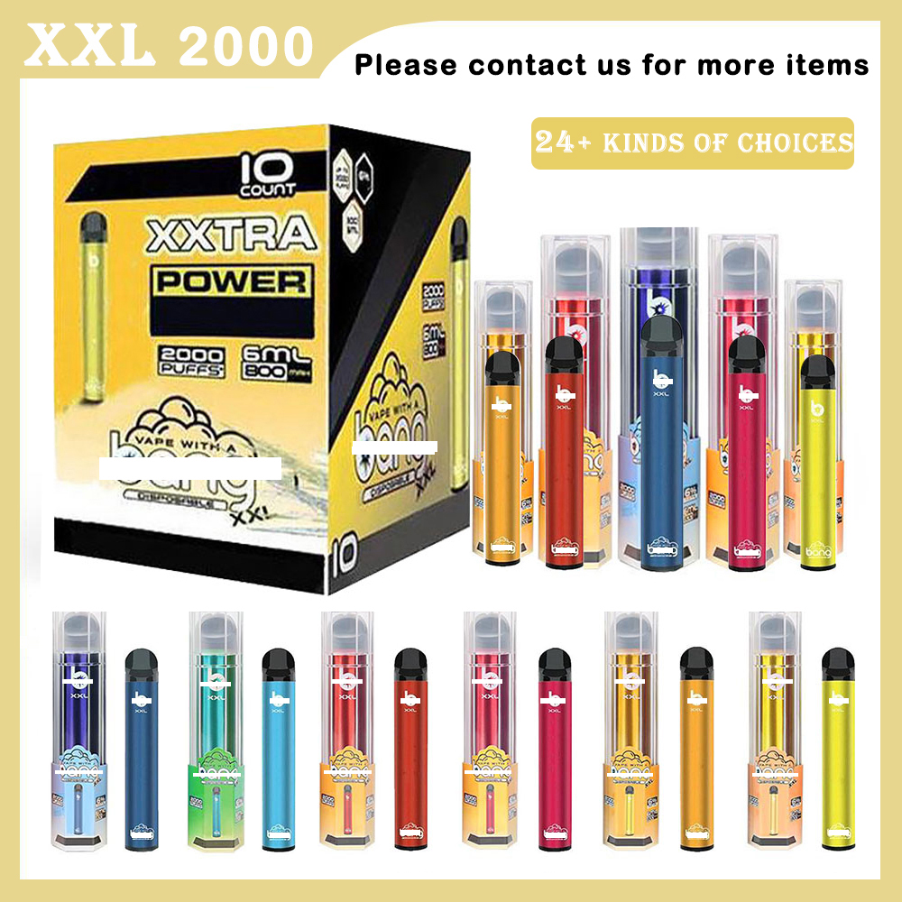 Bang XXL Disposable Vape 2000 Puffs Pen Electronic Cigarette Vapor Pod XXtra Puff 24 kinds of choices 800mAh 
Bang XXL Disposable Vape 2000 Puffs Pen Electronic Cigarette Vapor Pod XXtra Puff 24 kinds of choices 800mAh