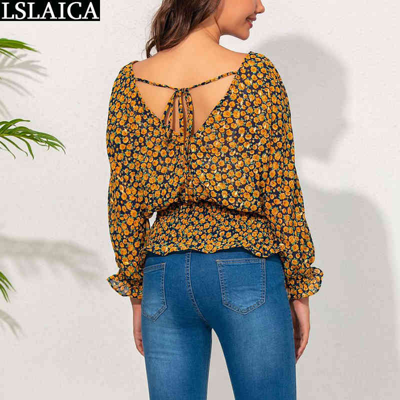 Women Shirts Blouses Fashion Floral Print Long Sleeve V Neck Female Tops Sexy Plus Size Autumn Casual Office Lady Blusas 210520