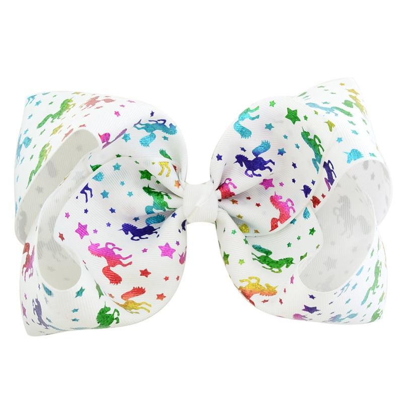 2021 hair bows Rainbow Unicorn girl child hair bows barrettes 8 inch jojo siwa hair accessories Christmas Gift