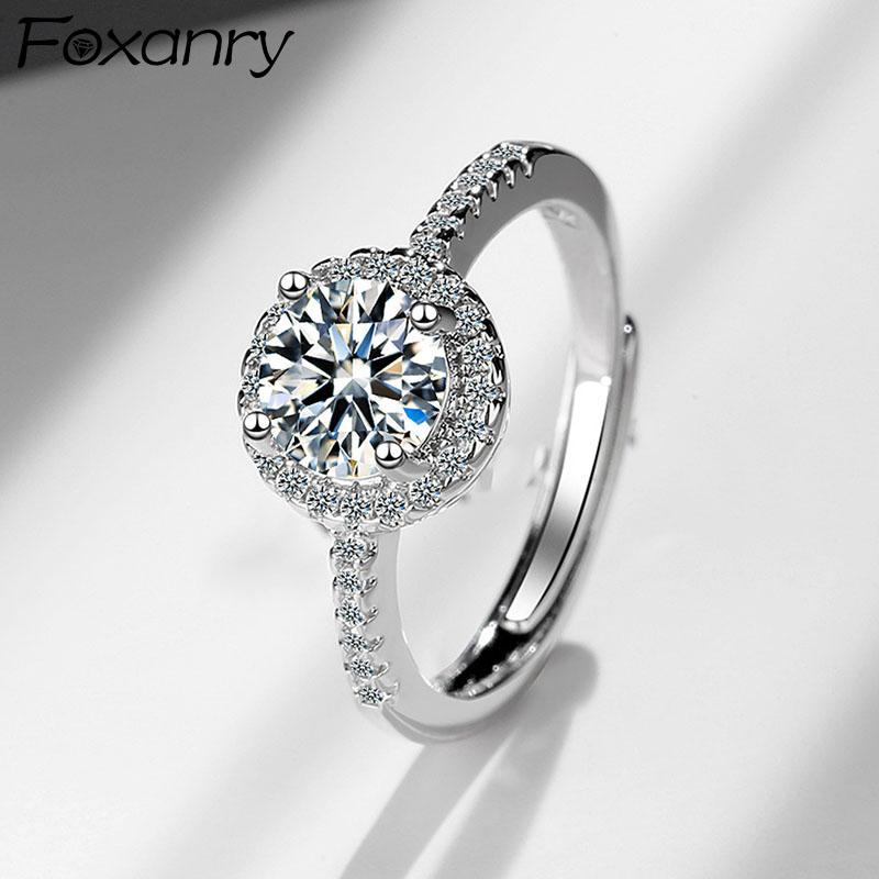 Cluster Rings Foxanry 925 Sterling Silver Wedding For Women Summer Trend Elegant Sparkling Zircon Bride Jewelry Party Gift Wholesale, Golden;silver 
Cluster Rings Foxanry 925 Sterling Silver Wedding For Women Summer Trend Elegant Sparkling Zircon Bride Jewelry Party Gift Wholesale, Golden;silver