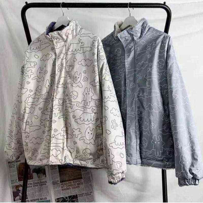 Varsity Jacket Women's Baseball Bomber Jackets Coat Campus Street Patchwork Double Sided Can Lambswool Women Coats Wear tops 211120