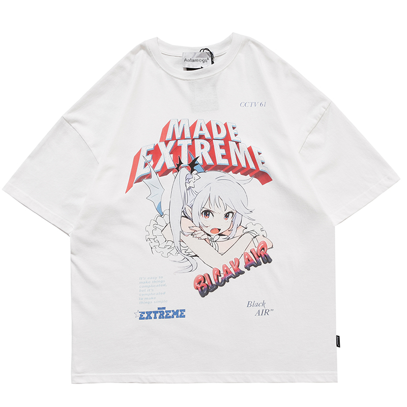 Aolamegs T Shirt Men Cartoon Anime Manga Girl Printed Mens Tee Shirts Summer Loose Cozy Japanese Harajuku Couple Streetwear men 210329