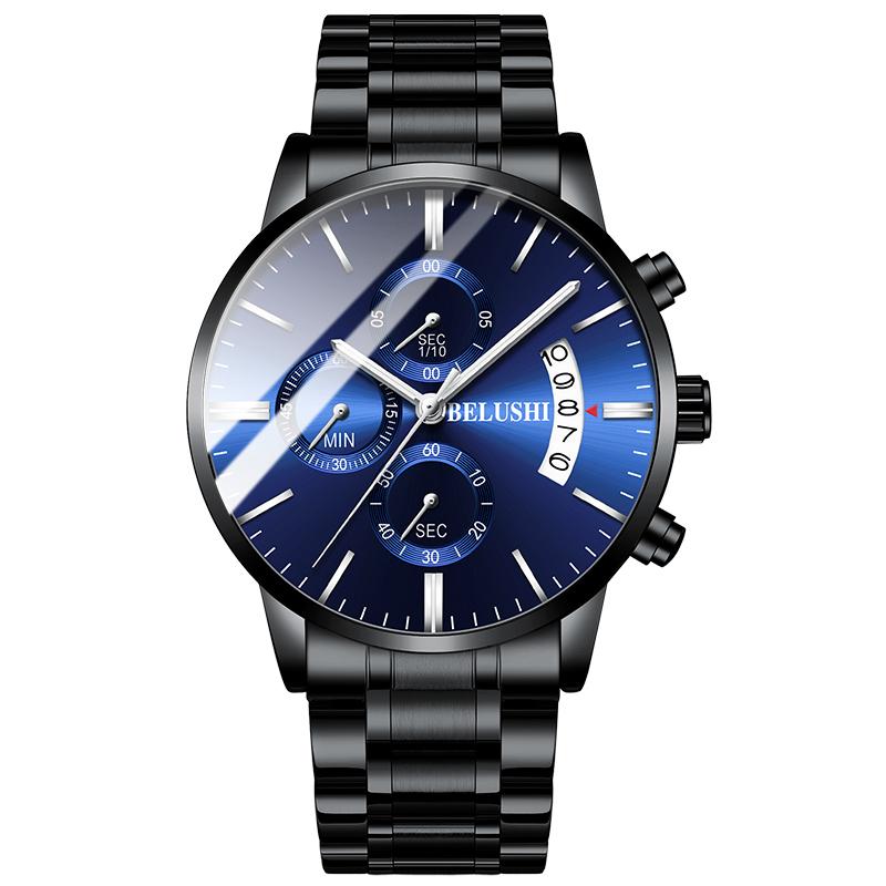 Wristwatches Fashion Watch Men Top Full Steel Quartz Chronograph Waterproof Men's Watches Clock Male Relogio Masculino, Silver black
Wristwatches Fashion Watch Men Top Full Steel Quartz Chronograph Waterproof Men's Watches Clock Male Relogio Masculino, Silver black
