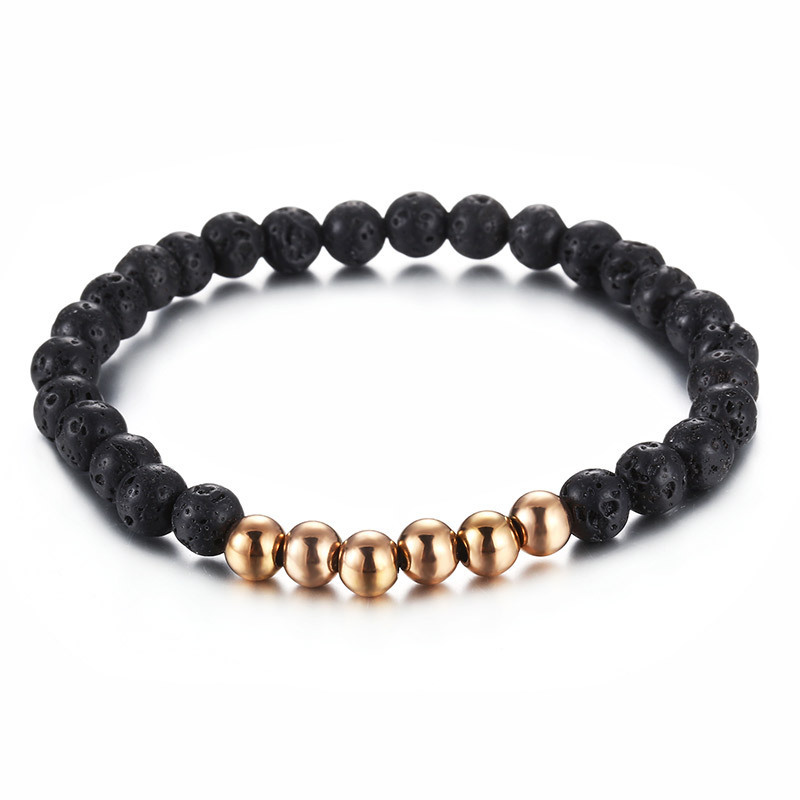 Fashion Stainless Steel Round Black Beads Bracelets Jewelry Women