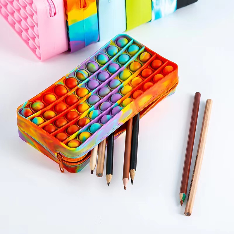 Student Stationery Rodent Control Pioneer Silicone Bag Children Kid Stationery Bag Puzzle Decompression Pop Bubble Music Pencil Case