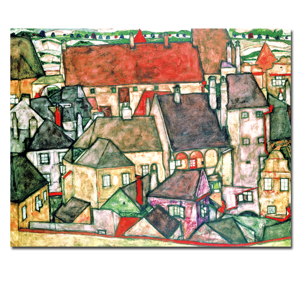 Klimt Egon Schiller Yellow town prints painting abstract oil painting on canvas home decoration picture