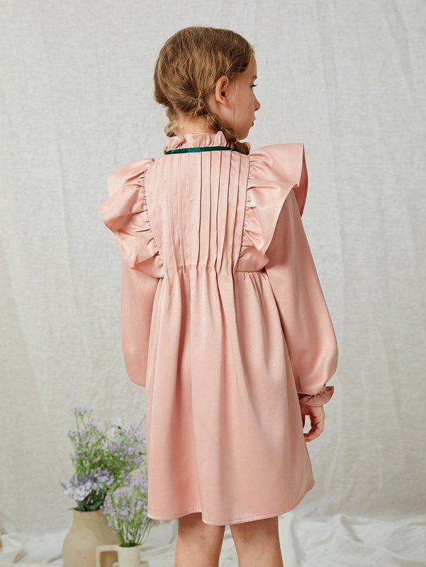 X Anas Mrel Girls Tie Front Ruffle Trim Dress SHE
