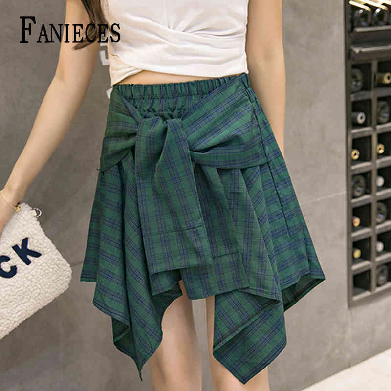 Women's Plaid Printed Skirts Irregular Summer Elastic Waist College Style Mini Short Skirt Jupe Femme streetwear 210520, Green
Women's Plaid Printed Skirts Irregular Summer Elastic Waist College Style Mini Short Skirt Jupe Femme streetwear 210520, Green