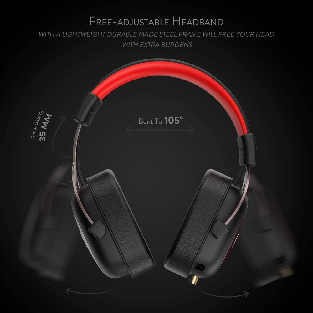REDRAGON H510 Zeus Cable Game Headphones 7.1 surround sound memory foam ear cushion, detachable microphone headphones, for PC, PS4/3 and Xbo