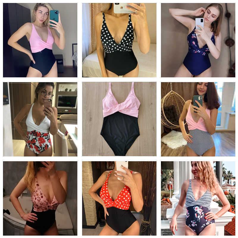 Sexy Swimwear Women Floral Monokini Bathing Suits Bodysuit Plus Size Swimsuit Beach Swimming Suit For Female 210611