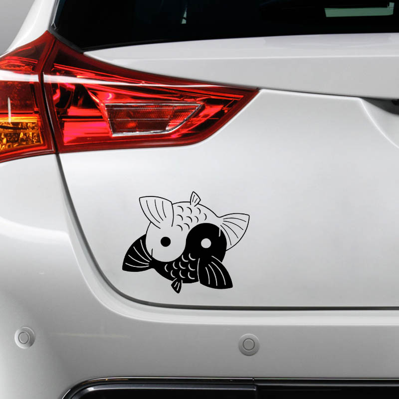 14.8CM*17.8CM Double Fish Yin Yang Vinyl Car Sticker Decal Black Sliver