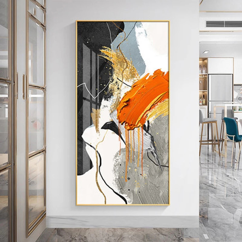 Print Oil Paintings Colorful Abstract Flowing Color Golden Canvas Painting Posters and Print Modern Decor Wall Art Pictures