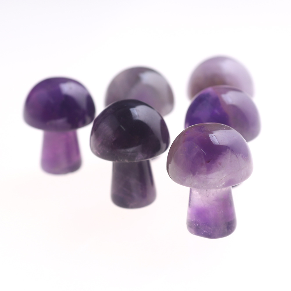 Mini Mushroom Statue Natural Stone Carved Decoration Rose Quartz Healing Crystal Gift Room Ornament Fish Tank Decor