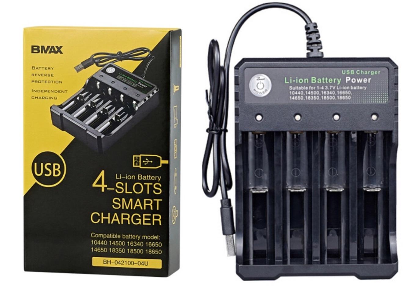 

BMAX four-slot USB 18650 charger 90x30x122mm DC 4.2V 1000mA