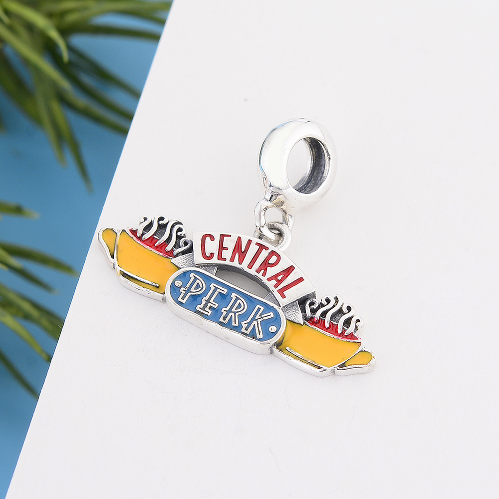 Fit Original Charm Bracelet 925 Sterling Silver Friends Pendant Central Perk Coffee Shop Bead For Making Women Retro Berloque
