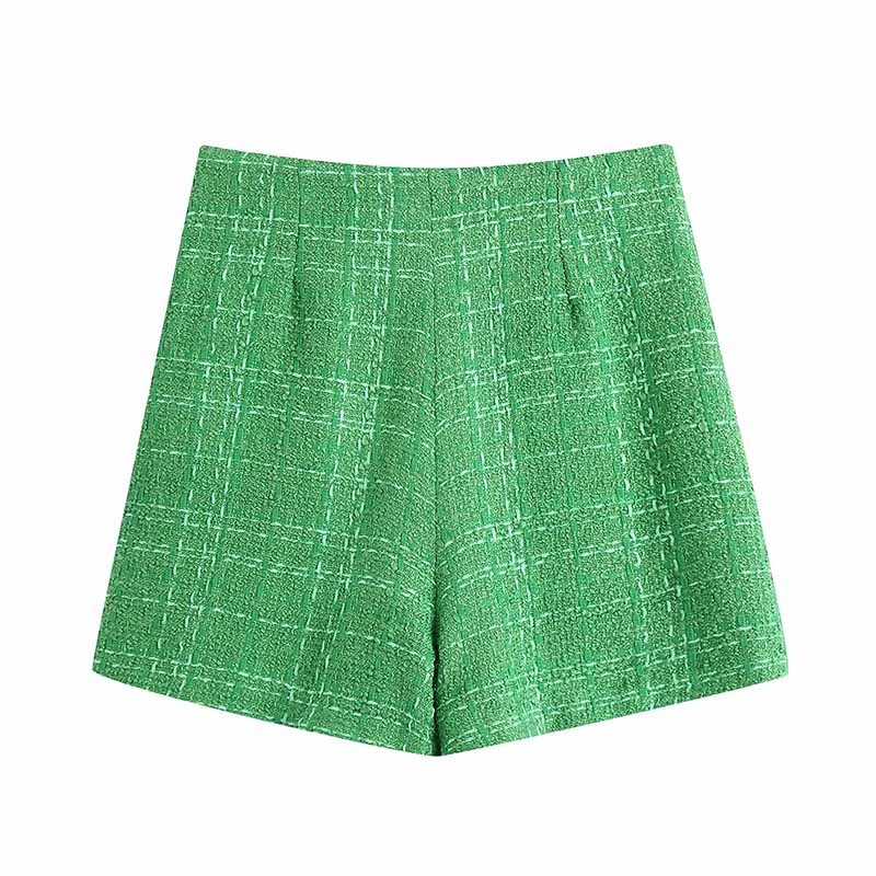 Pure Green Casual Women Shorts Matching with Blazer Spring-Autumn Modern For Suit Cultivate Morality Outwear 210521