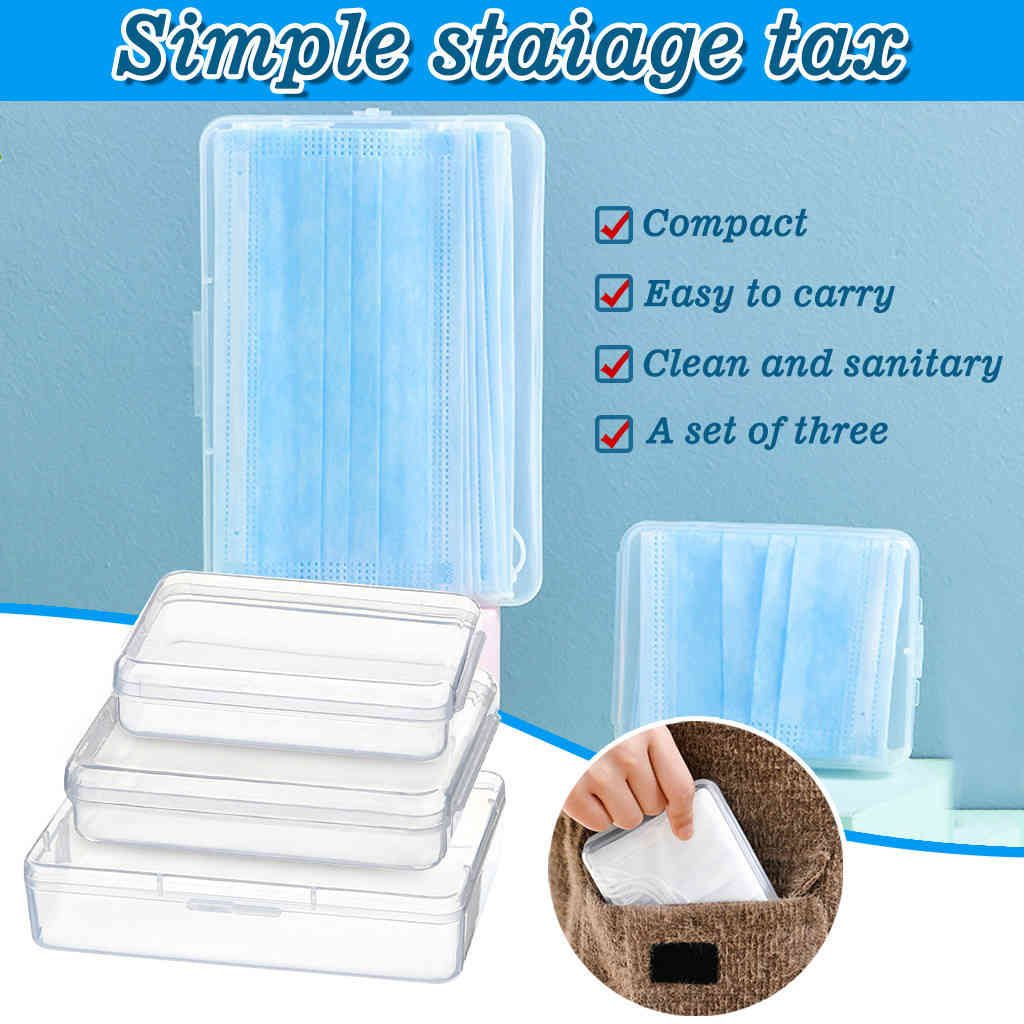 1/2/3 Guards mascarilla transparent square plastic mask case holder portable dust-proof storage case of container